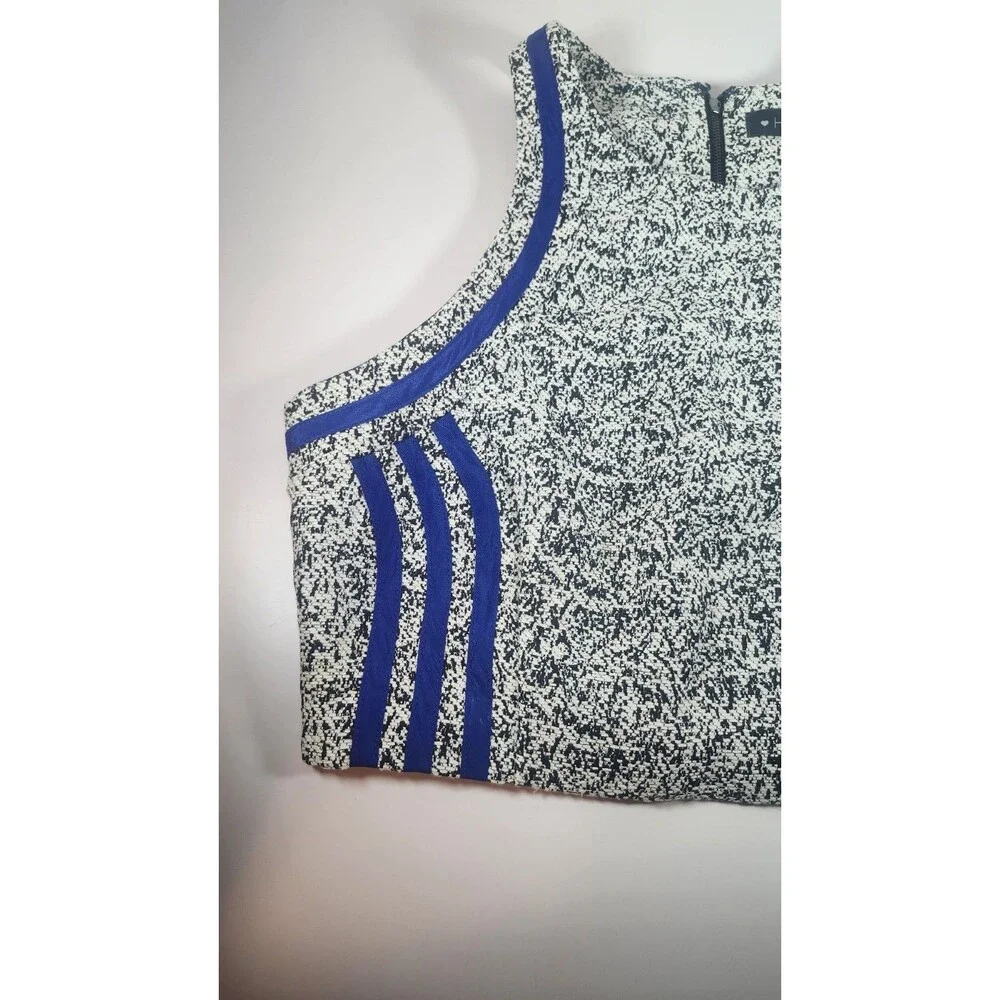 Heart Beeps 2 Pc Vest & Skirt Set Size L Black & White Speckle W Blue Stripe NWT